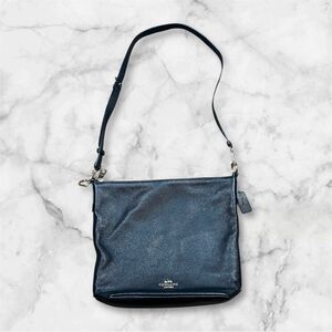 Coach Abby Duffle Shoulder Bag in Black Pebbled Leather
